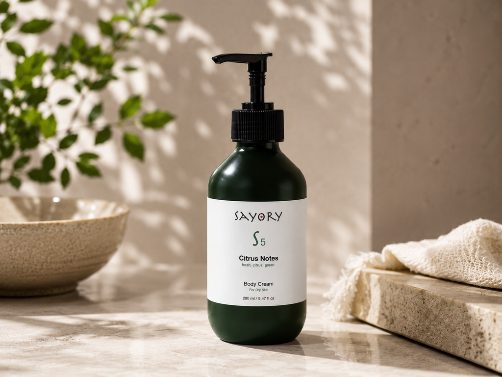Sayory S5 Citrus Notes Body Cream – citrus sfeerbeelden met limoen