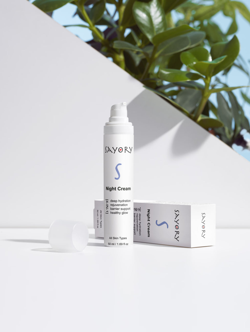 Sayory S Night Cream – product met doos op witte achtergrond